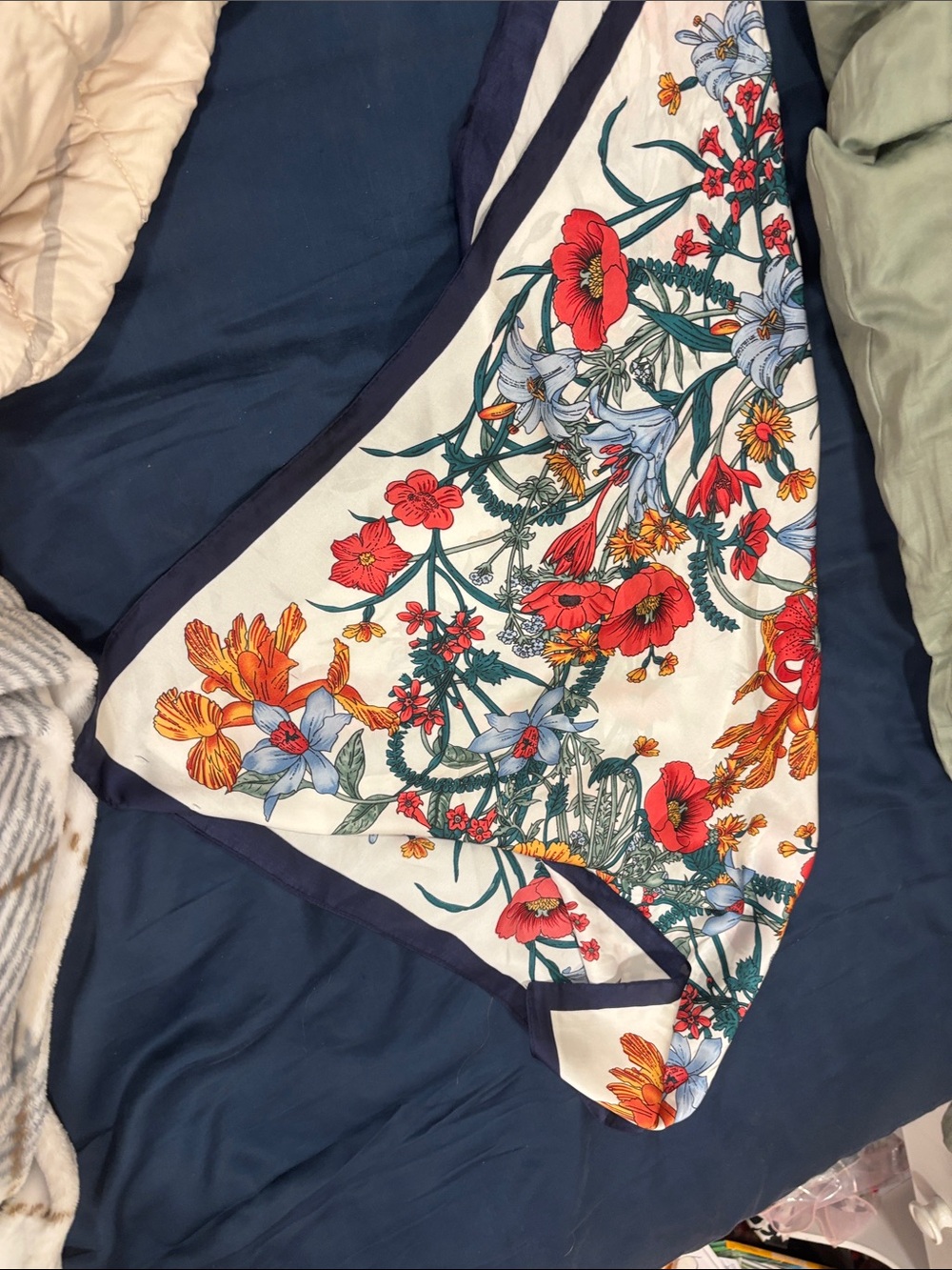 Floral Printed Neck or Hair Scarf Multi Floral